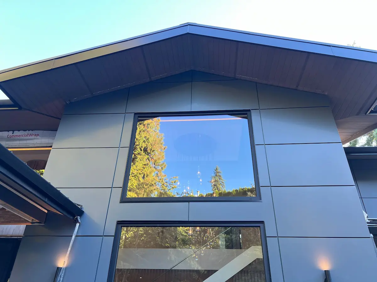 Close-up view of aluminum composite (ACM) panel surface and edge finish
