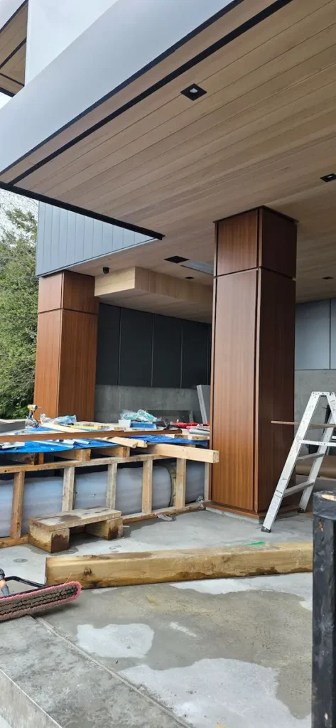 New soffit panels installed along the roofline of a home in West Vancouver
